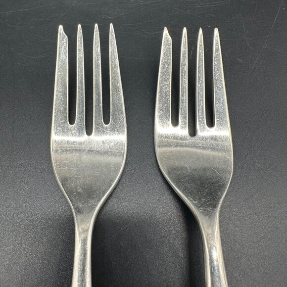 Vintage Gorham Sterling Silver Stardust Salad Forks Mid Century Modern Set Of 2 - Picture 6 of 8